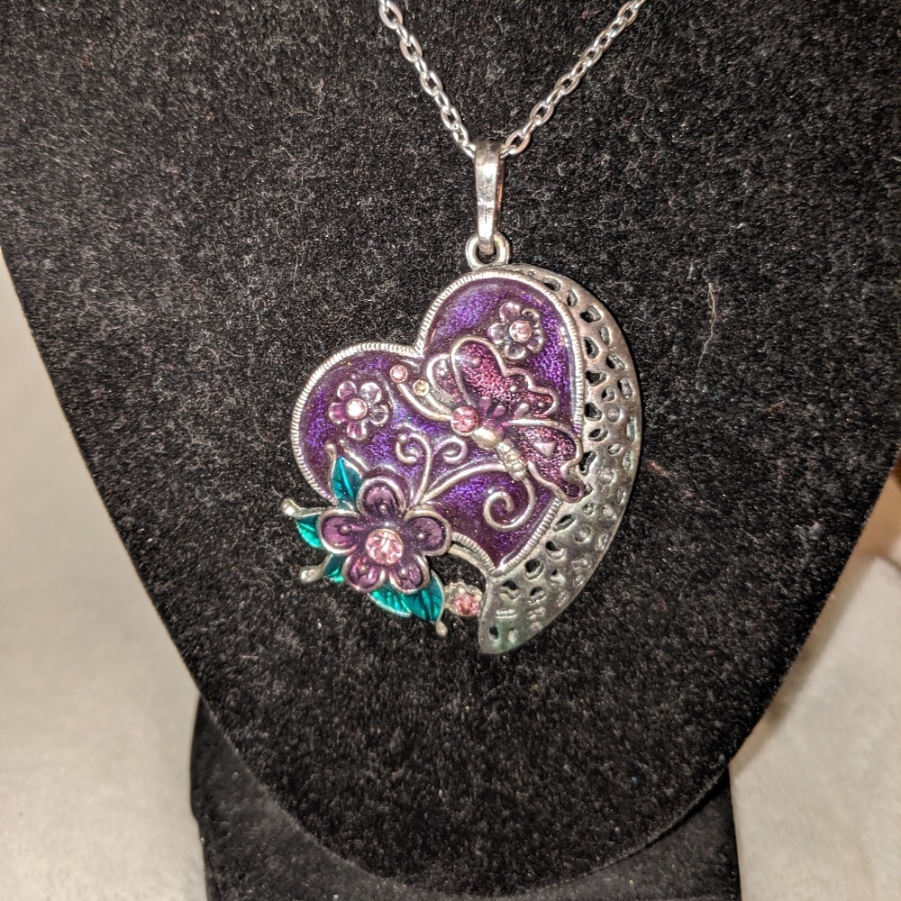 Butterfly Heart Pendant Necklace